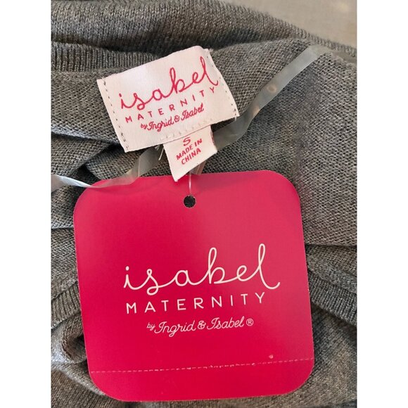 Isabel Maternity Sweater Womens Size S Gray V Neck Long Sleeve Stretch Ruched - Picture 5 of 7